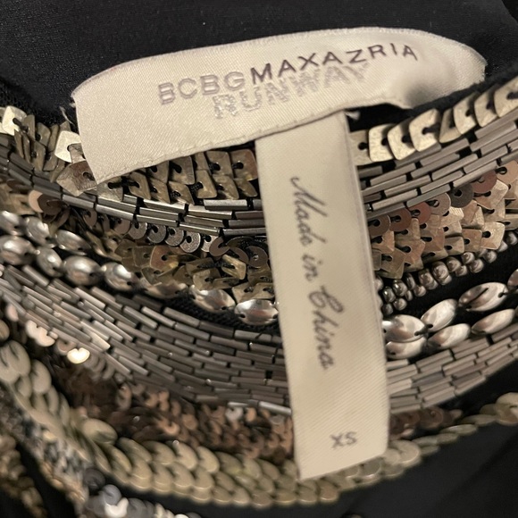 Black BCBGMaxazria gown with metallic beading. - Picture 2 of 4